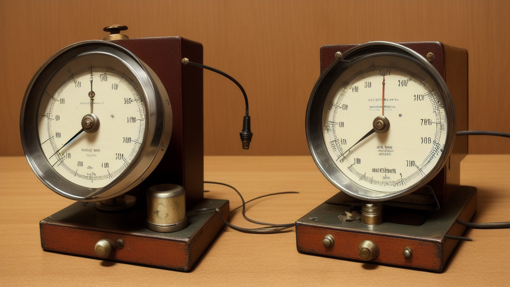 Vintage galvanic skin response meter (psychogalvanometer) with handheld electrodes